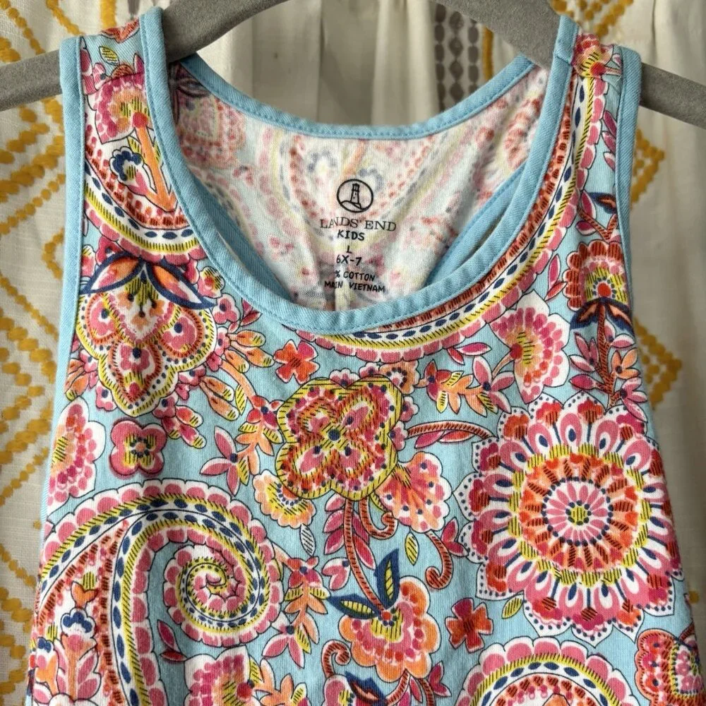 Lands’ End Racerback Paisley Cotton Sundress (Girl’s Size 6X-7)